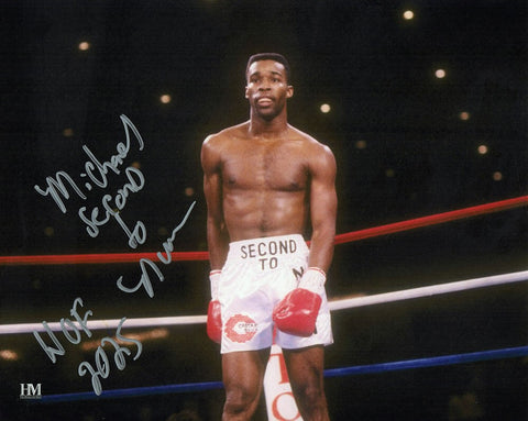 Michael 'Second To' Nunn Signed Boxing In Ring 8x10 Photo w/HOF - (SCHWARTZ COA)