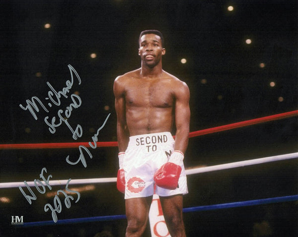 Michael 'Second To' Nunn Signed Boxing In Ring 8x10 Photo w/HOF - (SCHWARTZ COA)
