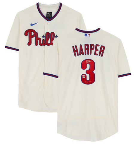 BRYCE HARPER Autographed "21 NL MVP" Phillies Authentic Cream Jersey FANATICS