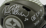 Rocky Bleier Signed/Inscr Salute To Service Mini Helmet Steelers Beckett 191562