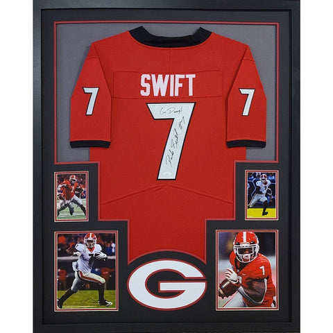 D'Andre Swift Autographed Signed Framed Georgia Bulldogs Jersey JSA