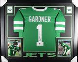 AHMAD SAUCE GARDNER (Jets green SKYLINE) Signed Autograph Framed Jersey Beckett