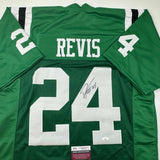 Autographed/Signed Darrelle Revis New York Green Football Jersey JSA COA