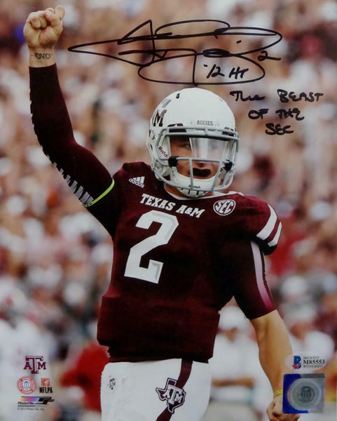 Johnny Manziel Signed Texas A&M 8x10 PF Photo Fist Pump w/ Insc