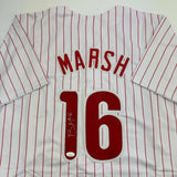 Autographed/Signed Brandon Marsh Philadelphia Pinstripe Baseball Jersey JSA COA