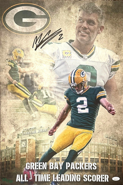 Packers SB XLV Kicker MASON CROSBY Signed 16x24 Stretched Canvas AUTO - JSA