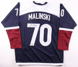 Sam Malinski Signed Colorado Avalanche / Rockies Throwback Jersey / Beckett