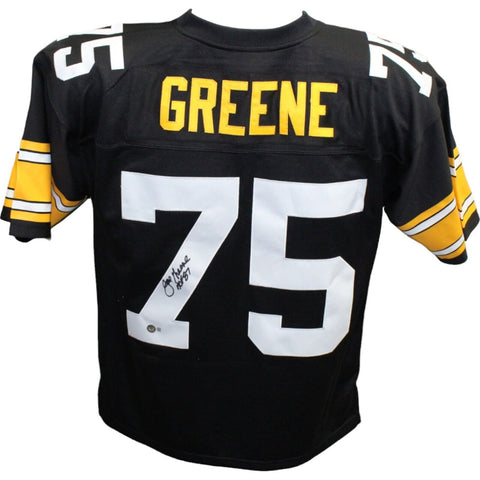 Joe Greene Signed Pittsburgh Steelers M&N Black Jersey Beckett 42790