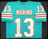 MIAMI DOLPHINS DAN MARINO AUTOGRAPHED FRAMED TEAL JERSEY BECKETT BAS 203490