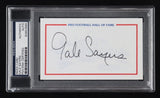 Gale Sayers Signed 3x5 Hall o Fame Index Card (PSA) 1965 Chicago Bear 1st Rnd Pk