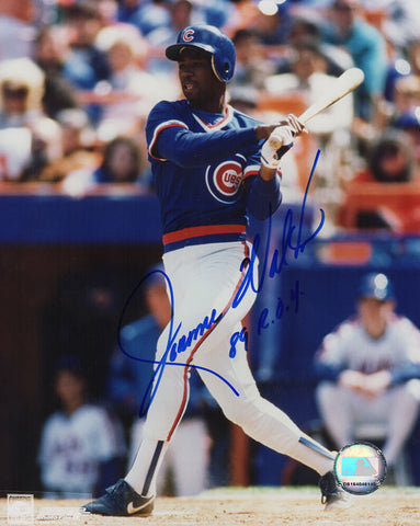 Jerome Walton Signed Cubs Blue Jersey Swinging 8x10 Photo w/89 ROY - (SS COA)