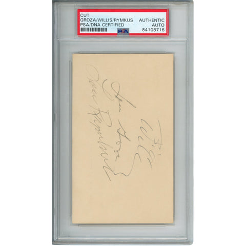 Lou Rymkus Lou Groza Bill Willis Autographed/Signed 3x5" Cut PSA Slabbed 54793