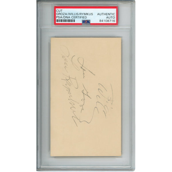 Lou Rymkus Lou Groza Bill Willis Autographed/Signed 3x5" Cut PSA Slabbed 54793