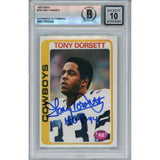 Tony Dorsett Autographed 1978 Topps #315 HOF 10 Grade Card Beckett 46500