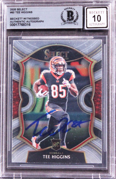 Bengals Tee Higgins Signed 2020 Select #60 Rookie Card Auto 10! BAS Slabbed