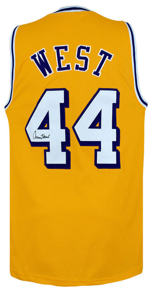 Jerry West (LAKERS) Signed Gold Custom Basketball Jersey - (SCHWARTZ SPORTS COA)