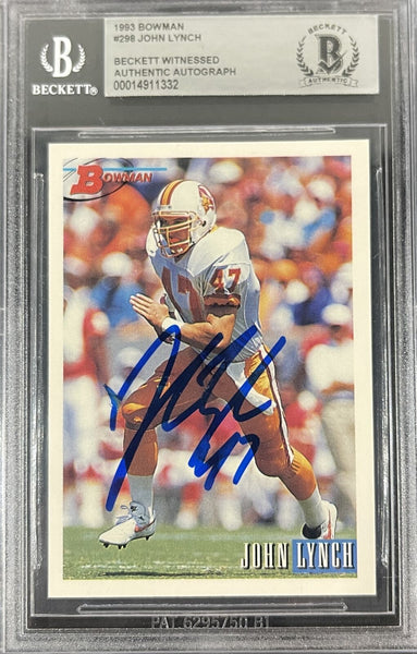 John Lynch Signed 1993 Bowman #298 Tampa Bay Bucs Card Beckett 40831