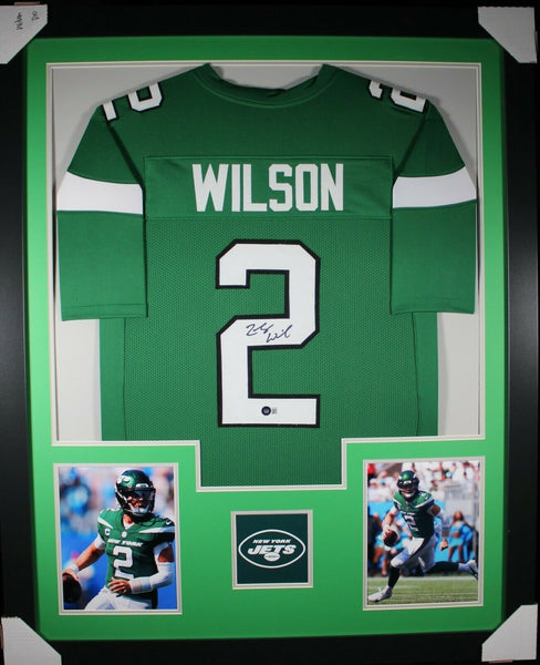 ZACH WILSON (Jets green TOWER) Signed Autographed Framed Jersey Beckett