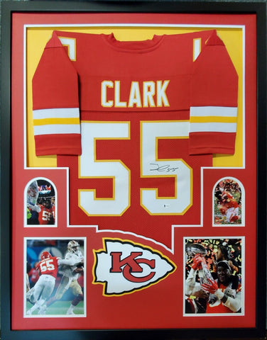 KANSAS CITY CHIEFS FRAMED FRANK CLARK AUTOGRAPHED SIGNED JERSEY BECKETT COA