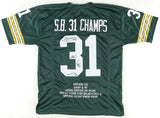 Super Bowl XXXI Packers Jersey Signed by Freeman, Rison, Brooks & Chmura JSA COA