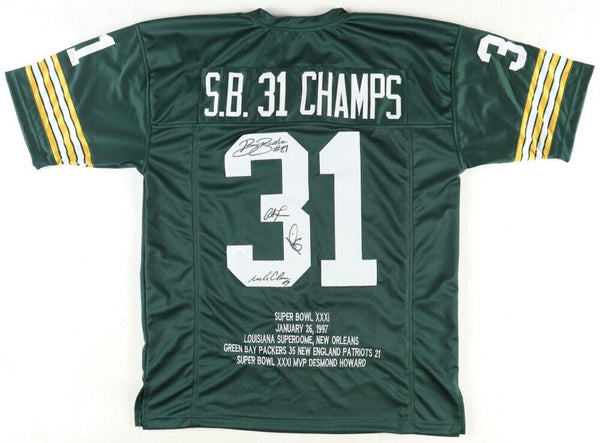 Super Bowl XXXI Packers Jersey Signed by Freeman, Rison, Brooks & Chmura JSA COA