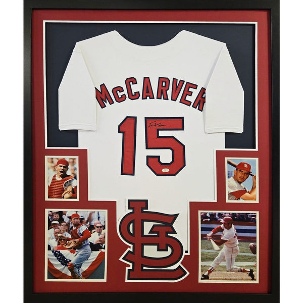 Tim McCarver Autographed Signed Framed Cardinals Jersey JSA