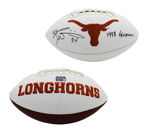 Ricky Williams Signed Texas Longhorns Embroidered White Football - 1998 Heisman