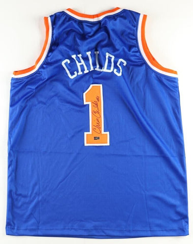 Chris Childs Signed Knicks Blue Jersey (Steiner) New York Guard 1994-2001