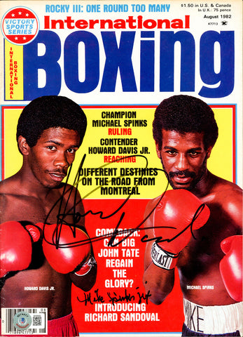 Howard Davis & Michael Spinks Autographed International Boxing Magazine Beckett