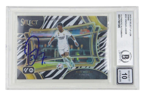 Vinicius Jr Signed 2023-24 Panini Select La Liga Zebra /25 - BGS 10 Autograph