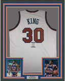 Framed Autographed/Signed Bernard King 33x42 New York White Jersey Beckett COA