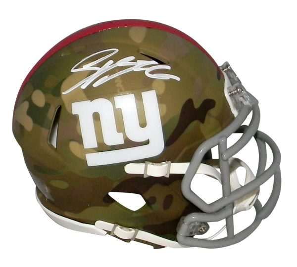 SAQUON BARKLEY SIGNED NEW YORK GIANTS CAMO SPEED MINI HELMET BECKETT
