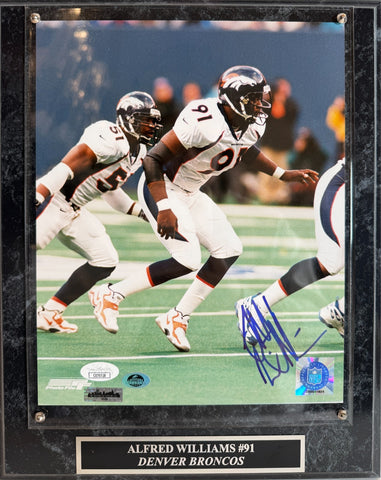 Alfred Williams Autographed 8x10 Photo with Plaque -- Denver Broncos | JSA COA