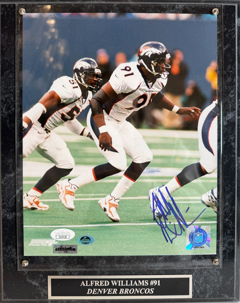 Alfred Williams Autographed 8x10 Photo with Plaque -- Denver Broncos | JSA COA
