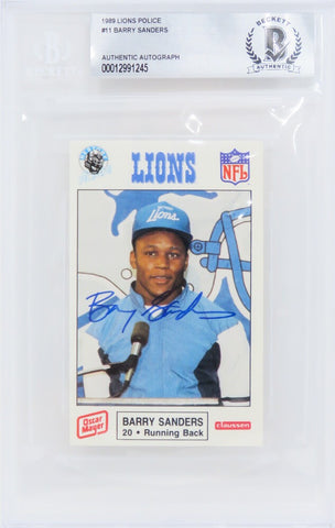 Barry Sanders Autographed Lions 1989 Police Oscar Mayer Card - (Beckett)
