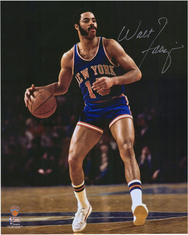 Walt Frazier New York Knicks Autographed 16" x 20" Dribbling In Blue Photograph
