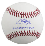 Rangers Evan Carter "MLB Debut 9-8-23" Authentic Signed OML Baseball BAS Witness