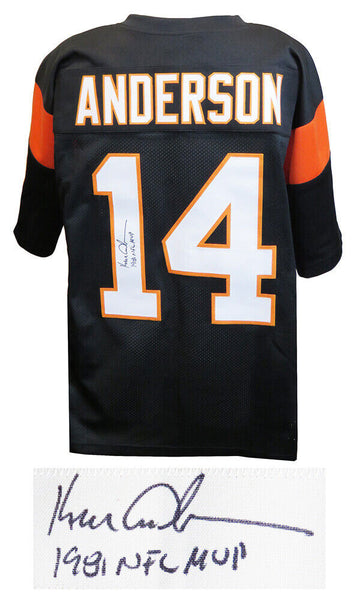 Ken Anderson (BENGALS) Signed Black Custom Football Jersey w/1981 MVP - SS COA