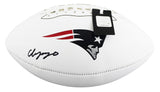 Patriots Christian Gonzalez Signed Franklin White Panel Logo Football BAS Wit 2
