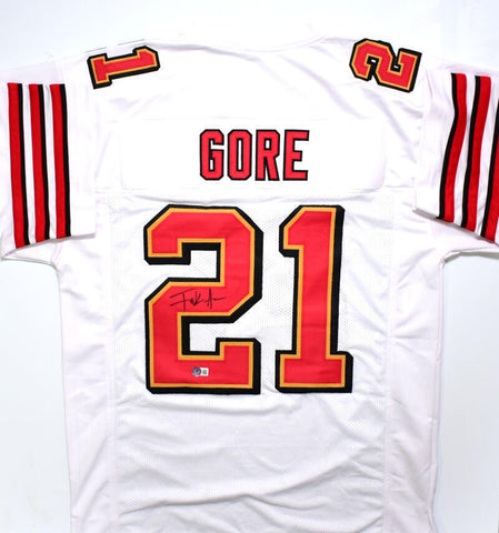 Frank Gore Autographed White Pro Style Jersey-Beckett W Hologram *Black