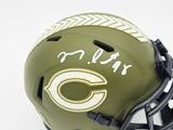 Montez Sweat Signed Bears Army Green Salute to Service Speed Mini Helmet JSA