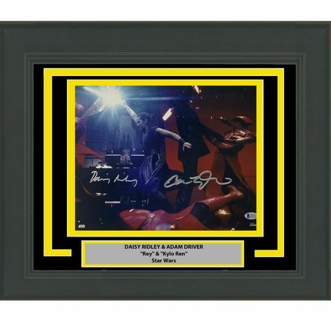 FRAMED Autographed/Signed DAISY RIDLEY & ADAM DRIVER 11x14 Photo BAS COA