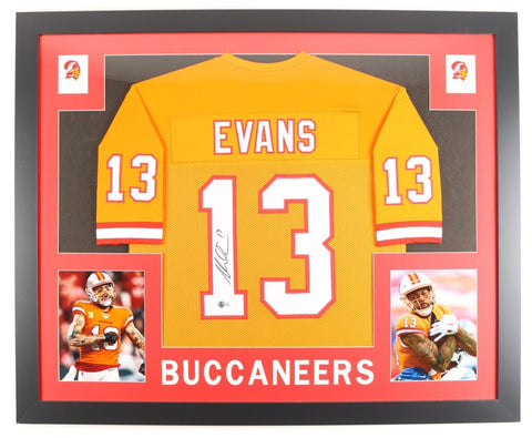 Mike Evans Signed Tampa Bay Buccaneers 35 x 43 Framed Creamsicle Jersey /Beckett