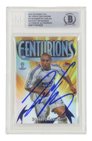 Roberto Carlos Signed 2021-22 Topps Finest UCL Centurions #TC8 - BGS Witnessed