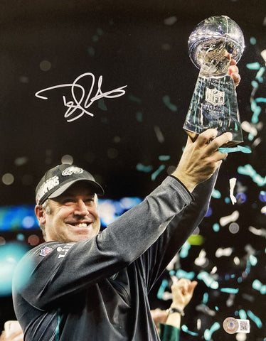 Coach Doug Pederson Signed 11x14 Philadelphia Eagles Super Bowl 52 Photo BAS ITP