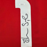 Framed Autographed/Signed Hope Solo 35x39 Red Team USA World Cup Jersey JSA COA