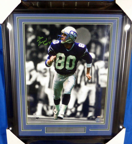 STEVE LARGENT AUTOGRAPHED FRAMED 16X20 PHOTO SEAHAWKS "HOF 95" MCS HOLO 126663