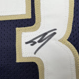 Framed Signed Shaquille Shaq O'Neal 35x39 Cleveland Blue Jersey Beckett COA