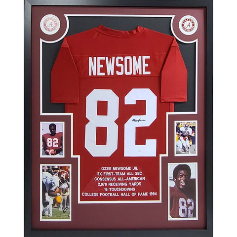 Ozzie Newsome Autographed Signed Framed Stat Alabama Jersey JSA