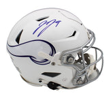 JJ McCarthy Signed Minnesota Vikings Speed Flex Alternate White NFL Helmet